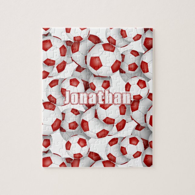 Puzzle équipe rouge blanc couleurs filles garçons soccer (Vertical)