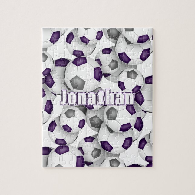 Puzzle équipe violet gris couleurs garçons filles soccer (Vertical)