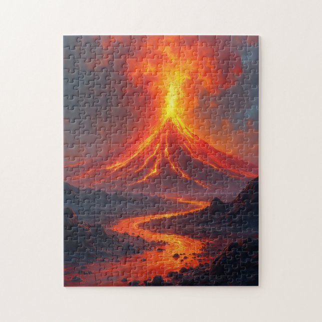 Puzzle Éruption volcanique lave chaude colorée (Vertical)