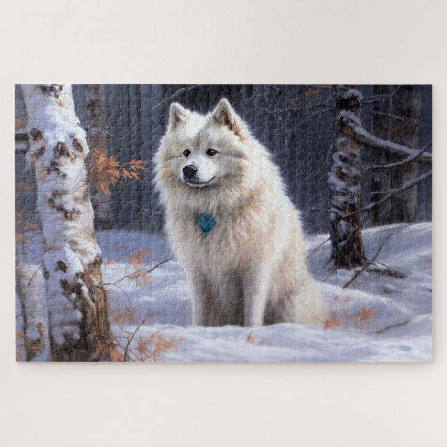 Puzzle Eskimo Américain Noël sous la neige (Horizontal)