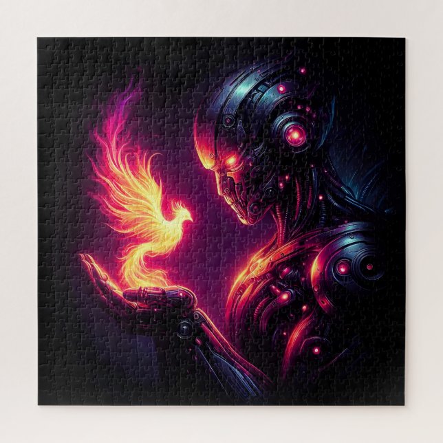 Puzzle Esprit de feu de phénix de robot cyber futuristic (Vertical)