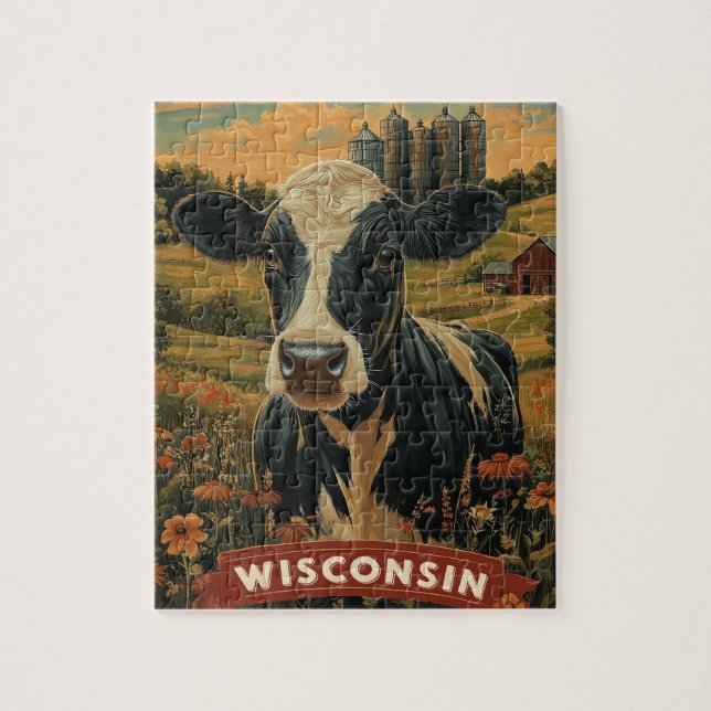 Puzzle Esprit patriotique vintage du Wisconsin (Vertical)