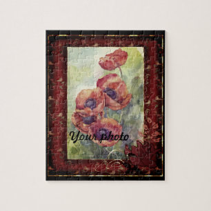 Puzzle Esquisse crayon dessiné main de fleurs de pavot ro