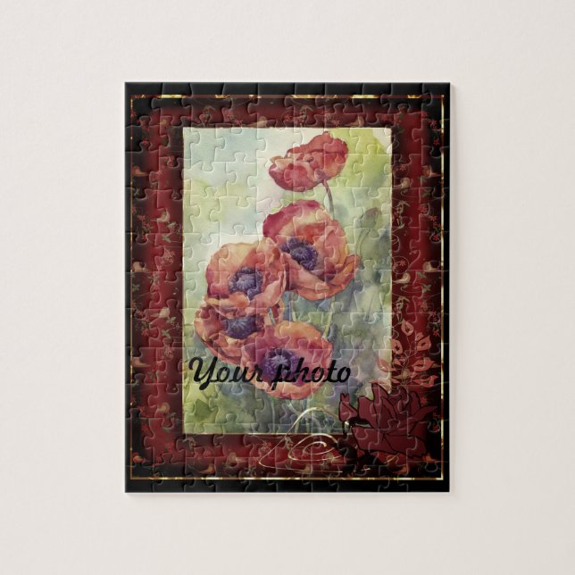 Puzzle Esquisse crayon dessiné main de fleurs de pavot ro (Vertical)