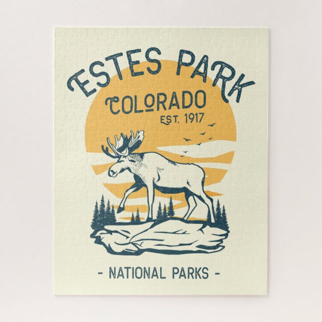 Puzzle Estes Park Colorado National Park Moose Sunset (Vertical)