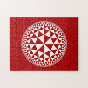 Puzzle Et blanche mandala rempli par triangle rouge