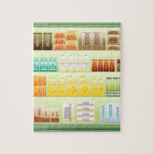 Puzzle étagère de supermarché café grains de thé
