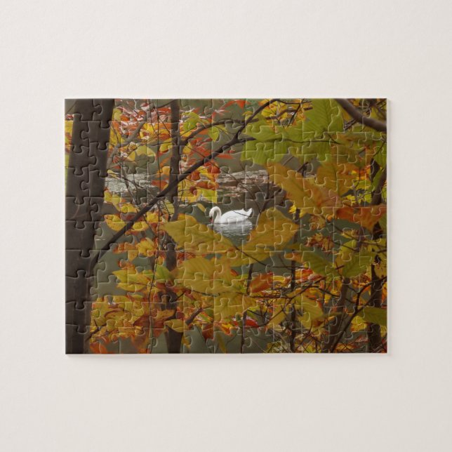 Puzzle Étang d'automne avec cygne (Horizontal)