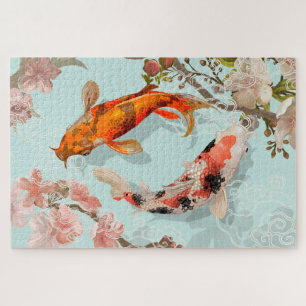 Puzzle Étang japonais de poissons Koi   Fleurs
