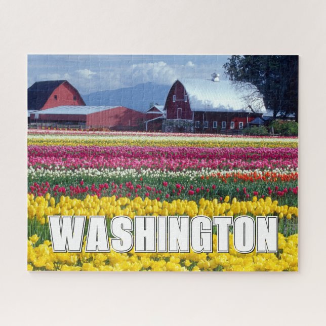 Puzzle État de Washington | Champ de tulipes (Horizontal)