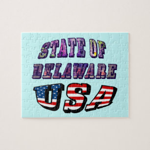 Puzzle Etat du Delaware USA Photo & Flag Text