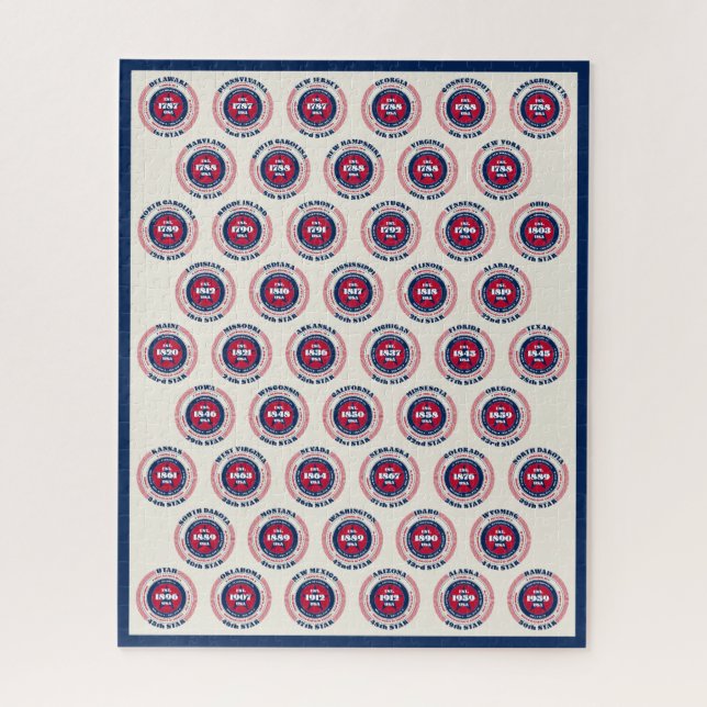 Puzzle États-Unis d'Amérique 50 États patriotiques (Vertical)