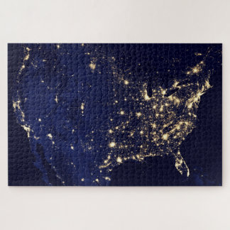 Puzzle États-Unis d'Amérique de nuit de l'espace