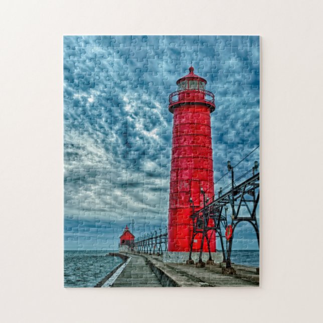 Puzzle États-Unis, Grand Haven, Michigan, phare (Vertical)