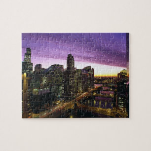 Puzzle États-Unis, IL, Chicago. Horizon et rivière de Chi