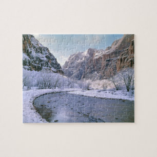 Puzzle États-Unis, Utah, Zion NP. Neige fraîche sur le ca