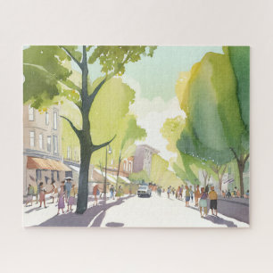 Puzzle Été de Beacon Street   Boston, MA Aquarelle