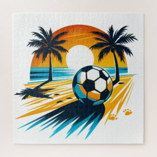 Puzzle Été tropical Football Rétro Beach Soccer Coucher d
