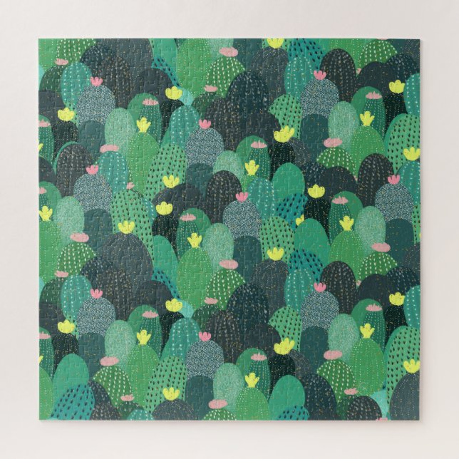 Puzzle Été Vert Turquoise Cactus Gold points Design migno (Vertical)