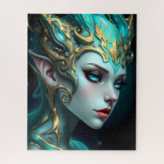 Puzzle Ethereal Teal Elf Goddess with Golden Tiara