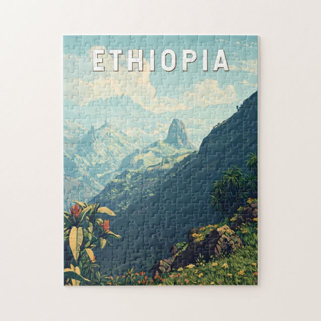 Puzzle Ethiopie Illustration Voyage Art Vintage (Vertical)