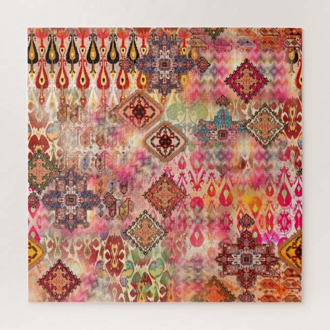 Puzzle Ethnic Digital Abstrait Motif sans fil (Vertical)