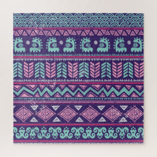 Puzzle Ethnique Tribale : Motif coloré sans couture.