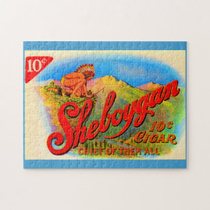 Puzzle étiquette à cigares Sheboygan dans les années 1920