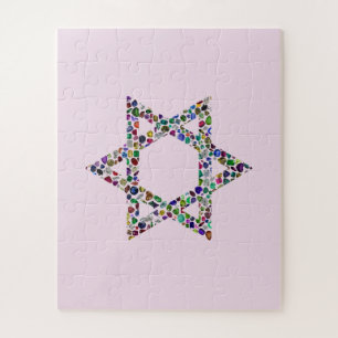 Puzzle Étoile de David faite avec des pierres précieuses 