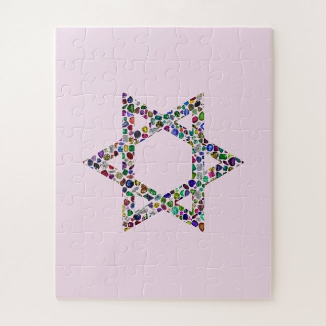 Puzzle Étoile de David faite avec des pierres précieuses  (Vertical)