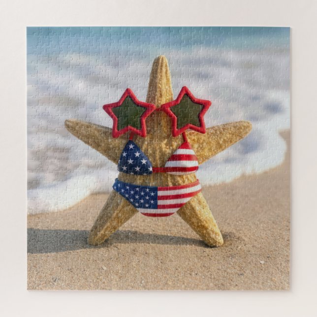 Puzzle Étoile de mer portant un bikini à drapeau et des l (Vertical)