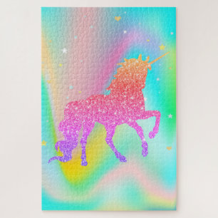 Puzzle Étoiles Colorées Abstraites Licorne Pailletée Tend