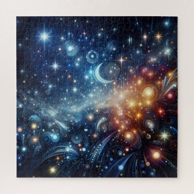 Puzzle Étoiles et Lune Abstraits (Vertical)