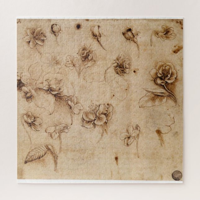 Puzzle Étude de fleurs – Léonard de Vinci (1500) (Vertical)