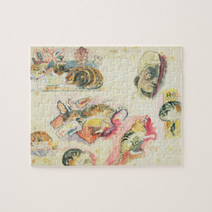 Puzzle Étude de Paul Gauguin des chats et d'une tête
