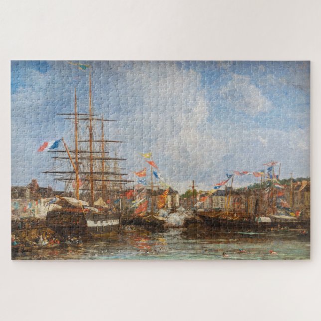 Puzzle Eugene Boudin - Fête dans le bassin d'Honfleur (Horizontal)