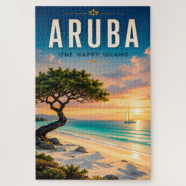 Puzzle 🌴 Évasion de plage caribéenne à Aruba ☀️ (Vertical)