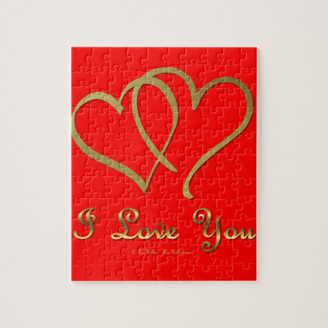 Puzzle Eventré Gold Hearts i Love You (Vertical)