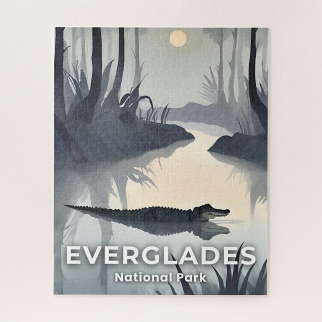 Puzzle Everglades National Park | Alligator à l'aquarelle (Vertical)