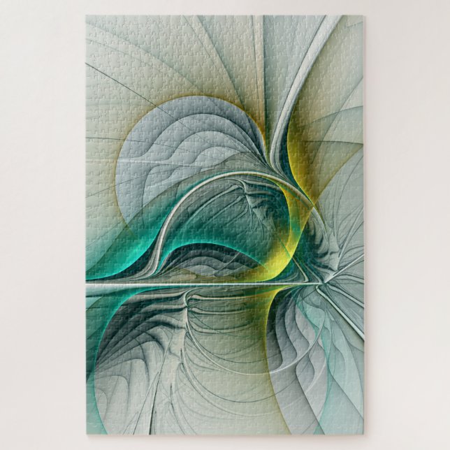 Puzzle Évolution fractale, Art Abstrait Turquoise d'or (Vertical)
