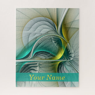 Puzzle Évolution fractale, Golden Turquoise Nom Abstrait
