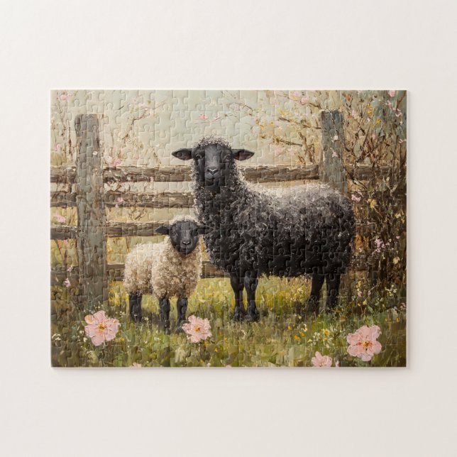 Puzzle Ewe et agneau Printemps (Horizontal)
