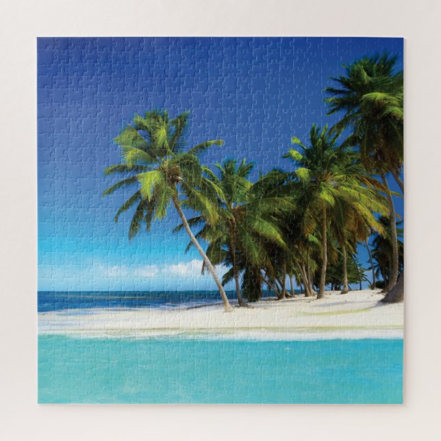 Puzzle Exotic beach throw pillow (Vertical)