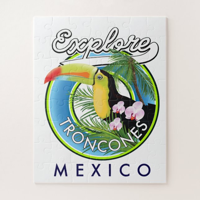 Puzzle Explorez le logo rétro de Troncones Mexique (Vertical)