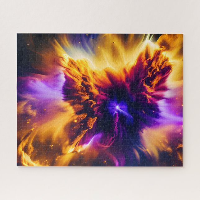 Puzzle Explosion de nébuleuse cosmique bleue et violette  (Horizontal)
