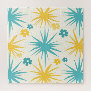 Puzzle Explosion Florale de Teinte Sarcelle Rétro Moutard