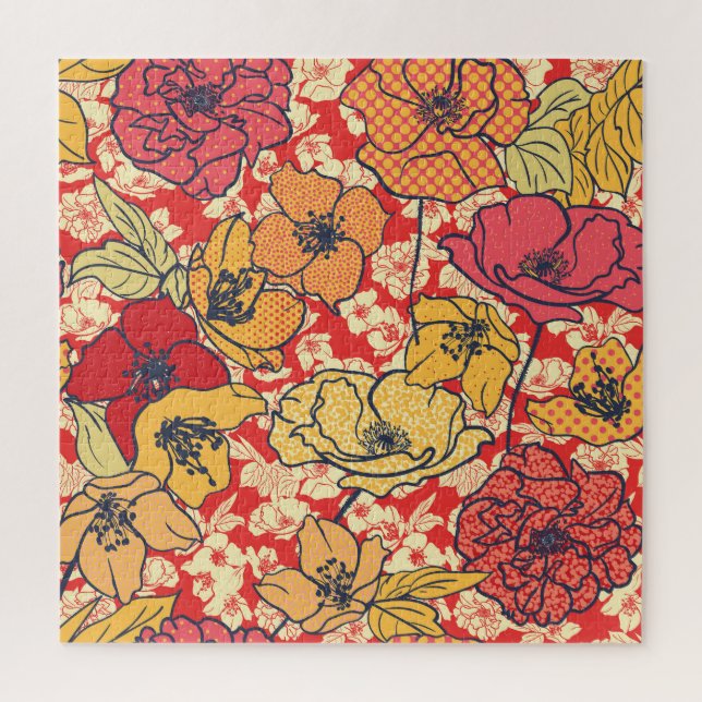 Puzzle Explosion florale : Tendance Vintage transparente. (Vertical)