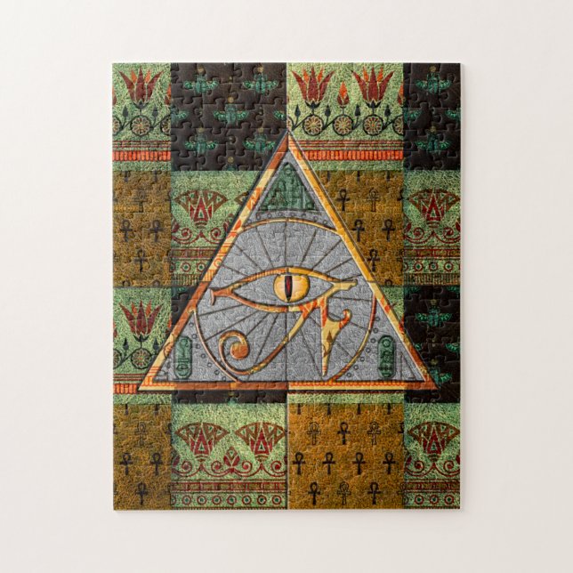 Puzzle Eye of Horus Pyramid & Ancient Egyptian Pattern (Vertical)