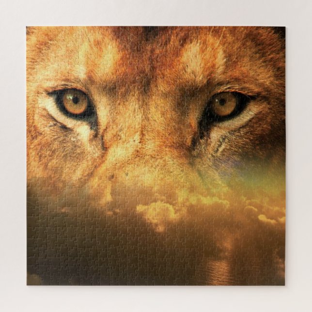 Puzzle Face de lion - L'art du coucher de soleil - (Vertical)