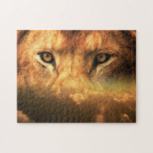 Puzzle Face de lion - L'art du coucher de soleil -